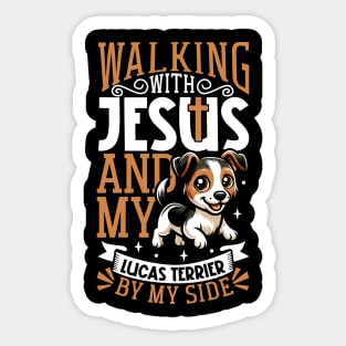 Jesus and dog - Sporting Lucas Terrier Sticker